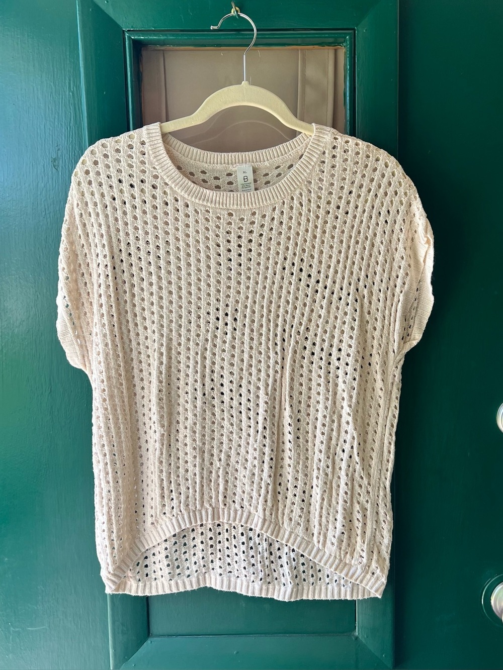 B Brand XL Open-Knit Scoop Neck Sweater in Cream